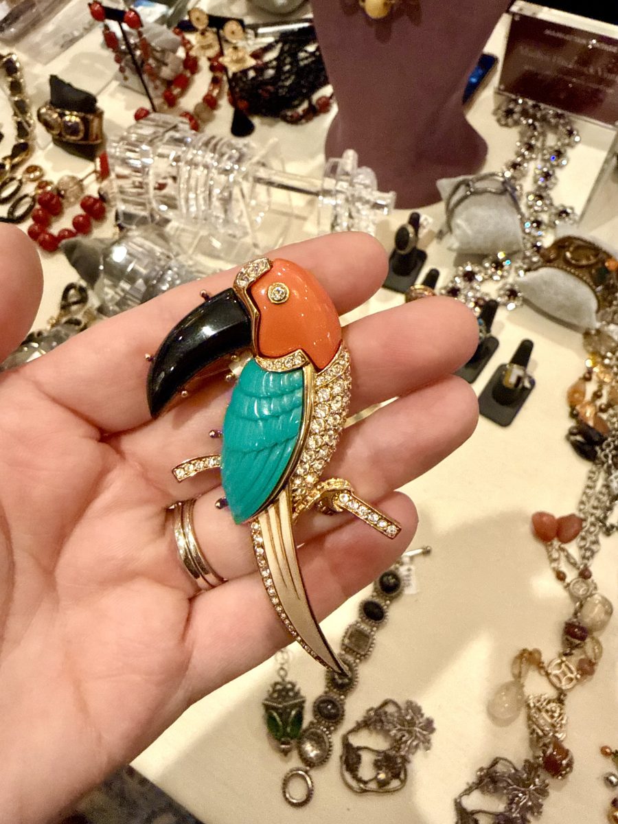 Toucan brooch at Manhattan Vintage